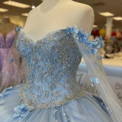 Ball Gown Blue Quinceañera Dress Prom Dresses
