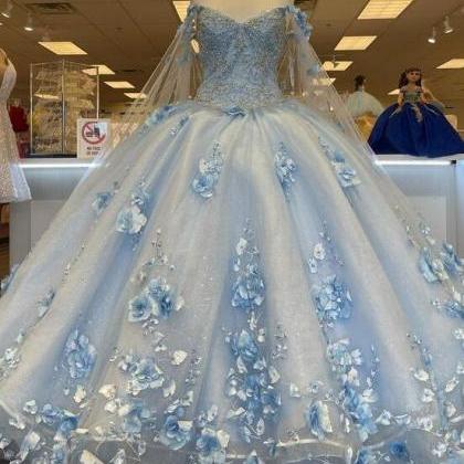 Ball Gown Blue Quinceañera Dress Prom Dresses