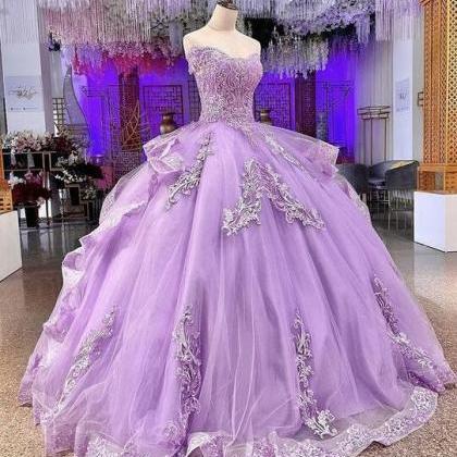 A Line Purple Ball Gown Prom Dresses Long Sexy..