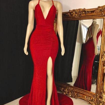 Mermaid Fashion Red Prom Dresses