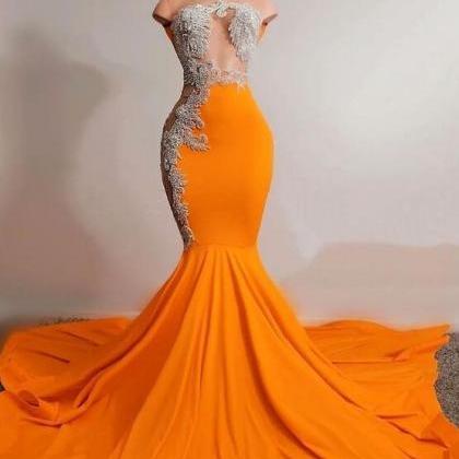 Elegant Fashion Women Orange Prom Dresses