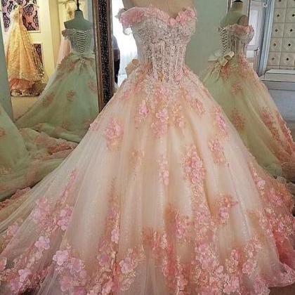 Off Shoulder A Line Ball Gown Prom Dresses