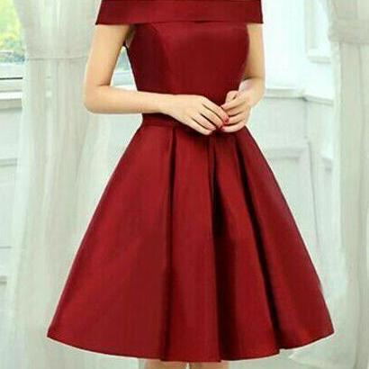 Off Shoulder Dark Red Homecoming Dresses
