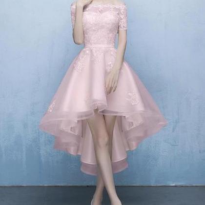 Lovely High Low Pink Homecoming Dress