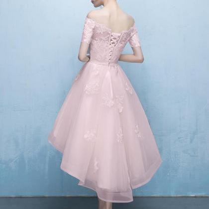 Lovely High Low Pink Homecoming Dress