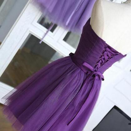 Lovely Dark Purple Tulle Short Homecoming Dresses