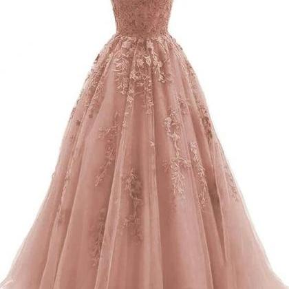 Spaghetti Strap Pink Prom Dress Formal Party Gown