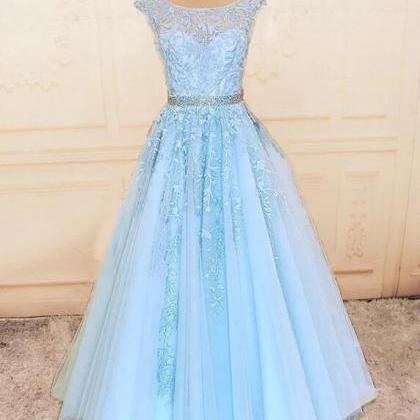 A Line Modest Prom Dresses Cap Sleeves Lace Prom..