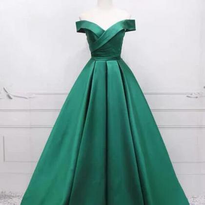 Ball Gown Off The Shoulder Satin Prom Dresses
