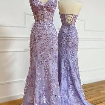A Line Lavender Tulle Mermaid Appliques See..