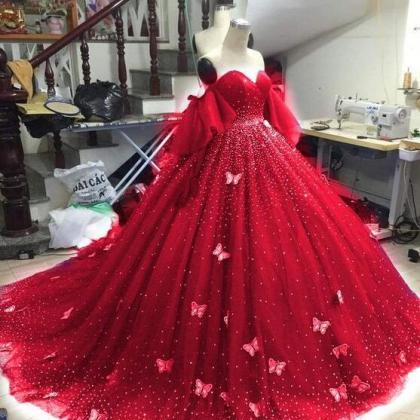 Red Quinceanera Dresses With Cape 3d Floral..