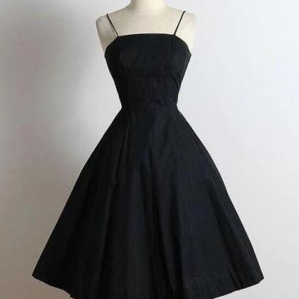 Cute A line Spaghetti Straps Black Pearls Women Dress Short Birthday Outfits