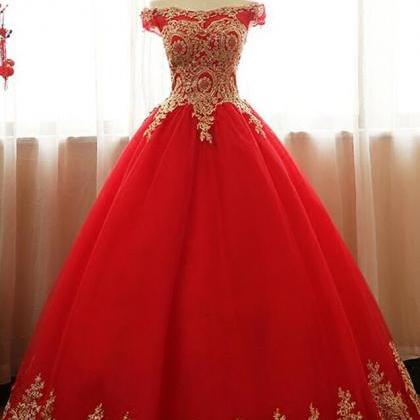 Amazing Luxury Red Tulle Ball Gown Quinceanera..