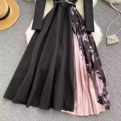 Vintage Long Sleeves Tea Length Summer Dresses