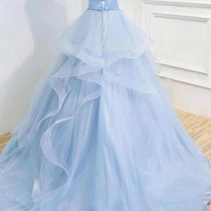 High Neck Long Sleeve Mermaid Tulle Appliques Floor Length Prom Dress