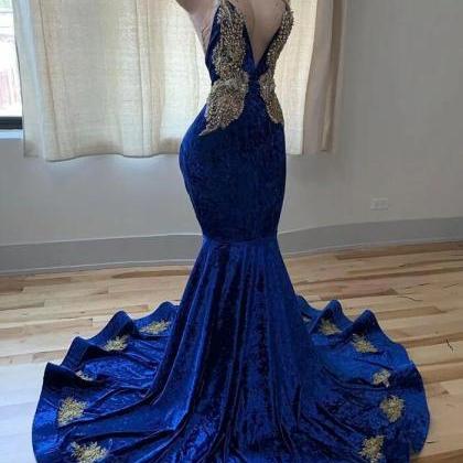 Sexy Glitter Prom Dress Blue Formal Dress