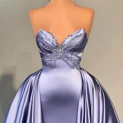 A Line Lavender Long Glitter Sleeveless Prom Dress..