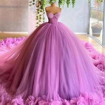 Lovely Sweetheart Ball Gown Purple Tulle Prom..