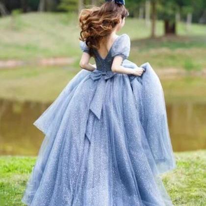 Princess Bubble Sleeves A-line Prom Dresses