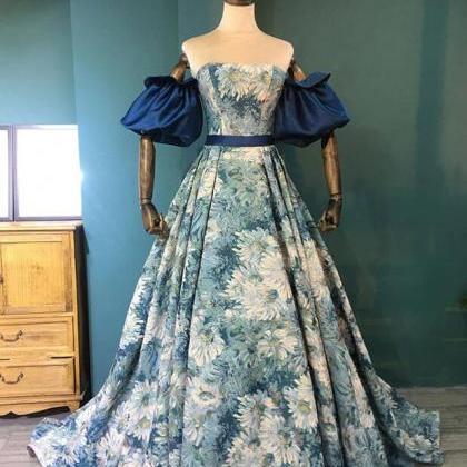 Unique Satin Lace Appliques Long A Line Prom Dress Evening Dress Y8516
