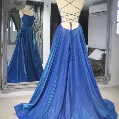 Dark Blue Simple Long Prom Dresses Pageant Evening Gown Y6778
