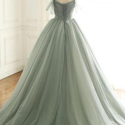 Vintage Straps Tulle Long Prom Gown