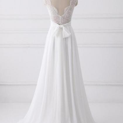 Simple A-line Chiffon Lace Bridal Dresses