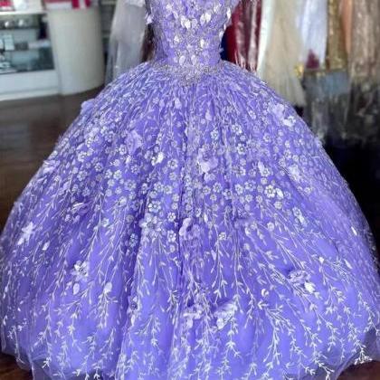 Princess Sequined Lavender Quinceanera Dresses..
