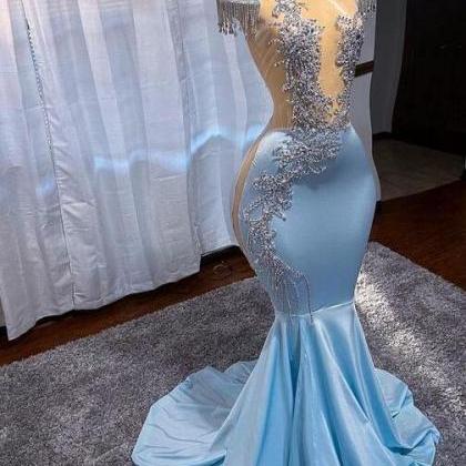 Long Embellished Evening Dress, Beading Prom Dress