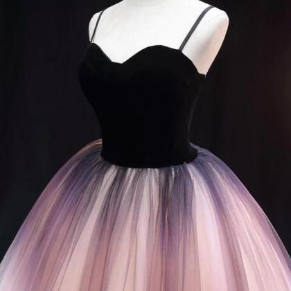 Unique Straps Sweetheart Tulle Long Prom Dress