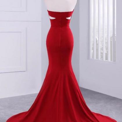 Chic Mermaid Red Long Prom Dress Evening Dress