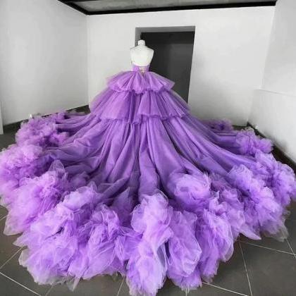 Sexy High Low Purple Prom Dresses
