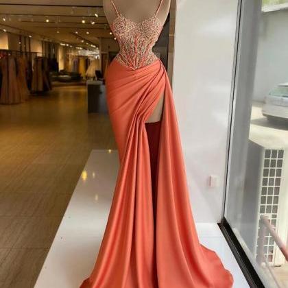 Sheath A Line Orange Evening Dresses, Prom Dresses