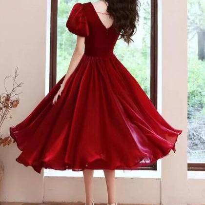 Princess Red V-neck Short Party Dress