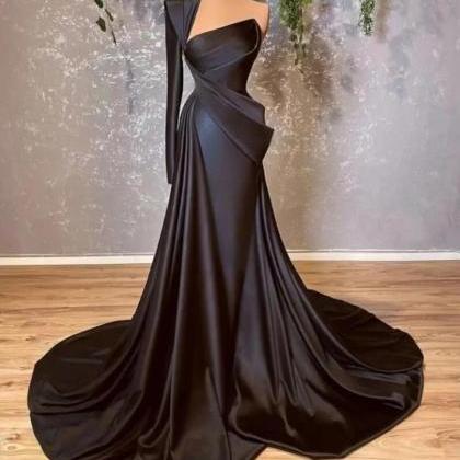 Vintage Black Stain Prom Dresses, Mermaid Prom..