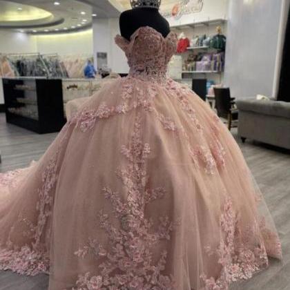 Mermaid Ball Gown Pink Lace Long Prom Dresses,..