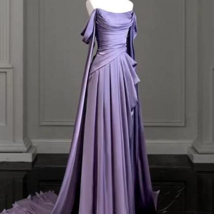 Elegant Mermaid Purple Satin Prom Dresses