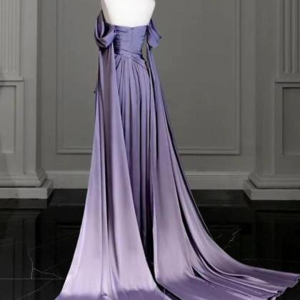 Elegant Mermaid Purple Satin Prom Dresses