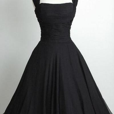 Simple Black Chiffon Prom Dress,Short Homecoming Dresses, Cheap Party Dresses,sexy prom dress