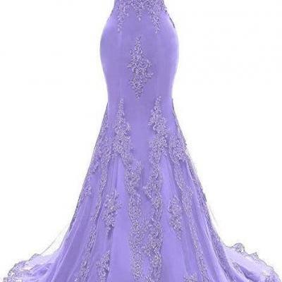 Mermaid Off The Shoulder Purple Long Prom Dress