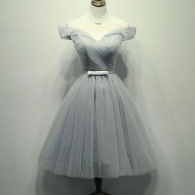 gray tulle short homecoming dress
