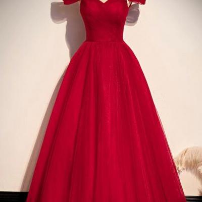 A line off shoulder prom dress red evening dress 
