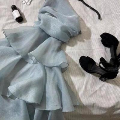 Simple Blue Short Party Homecoming Dress