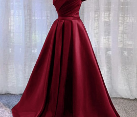 Off Shoulder A Line Prom Dresses Satin Evening Pageant Gowns main image 1