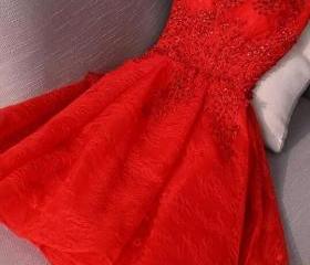 Cute V Neck Light Blue Lace Floral Short Prom Homecoming Dresses PD439 main image 0