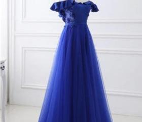 1310702 Blue Tulle Satin Dress