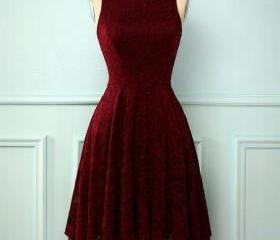 Sexy Burgundy Dress Burgundy Mini Dress Short Homecoming Dress Y2232 main image 1