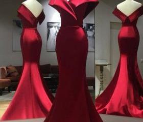 Generous A-line Red Satin Long Prom Dress,Graduation Dress Y1190 main image 1