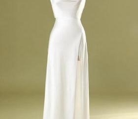 Cute Fitted Spaghetti Straps Sleeveless Satin Pleated Floor-Length Prom Dress main image 0