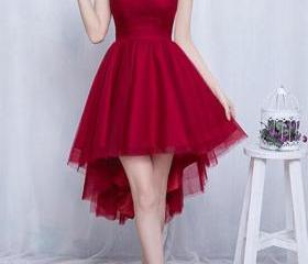 Girl High Low Red Party Gown GBCH055